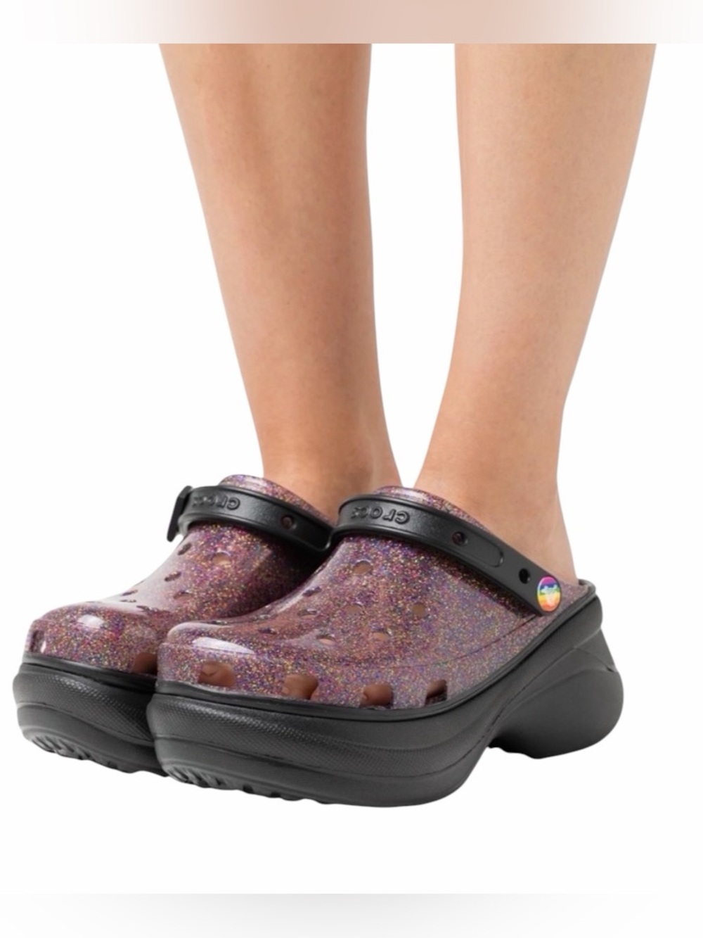 Crocs Classic Bae Translucent Glitter Platform Clogs Shoes Limited Edition 10